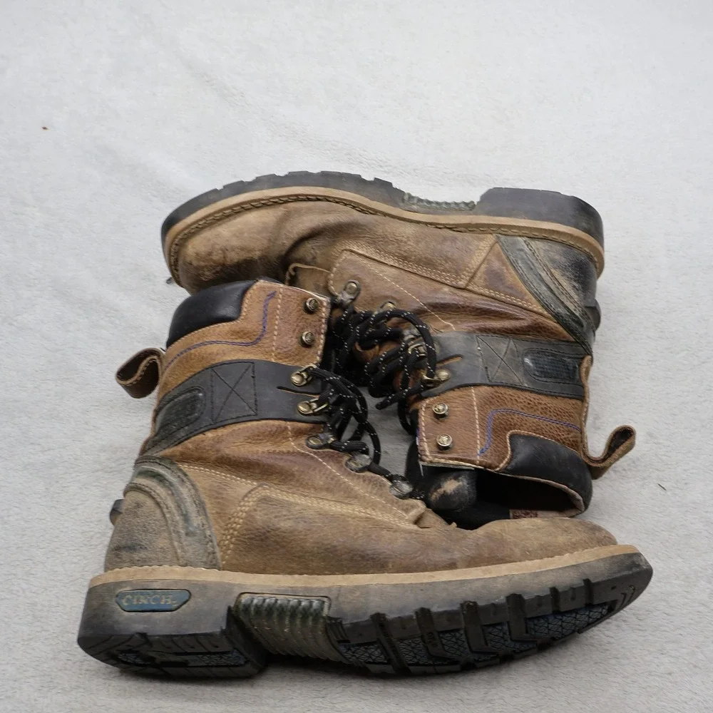 Cinch  Mens 9EE Work Boots‎ Brown Leather Square Toe WRX Lace Up Rugged Utility
